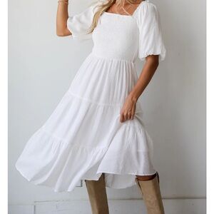 Elegant White Smocked Dress